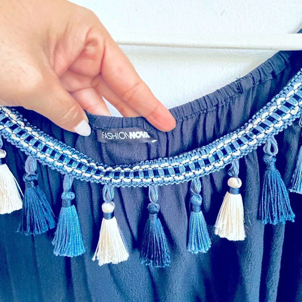 Off Shoulder Top, Fashion Nova Brand Blue XL - Picture 2 of 6